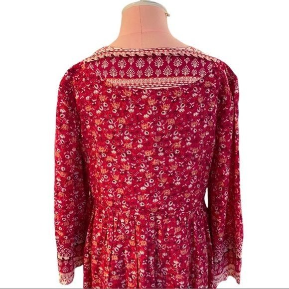 Anthropologie Maeve Isabel Embroidered Tunic Dress Pink Floral Size Small - Picture 9 of 13